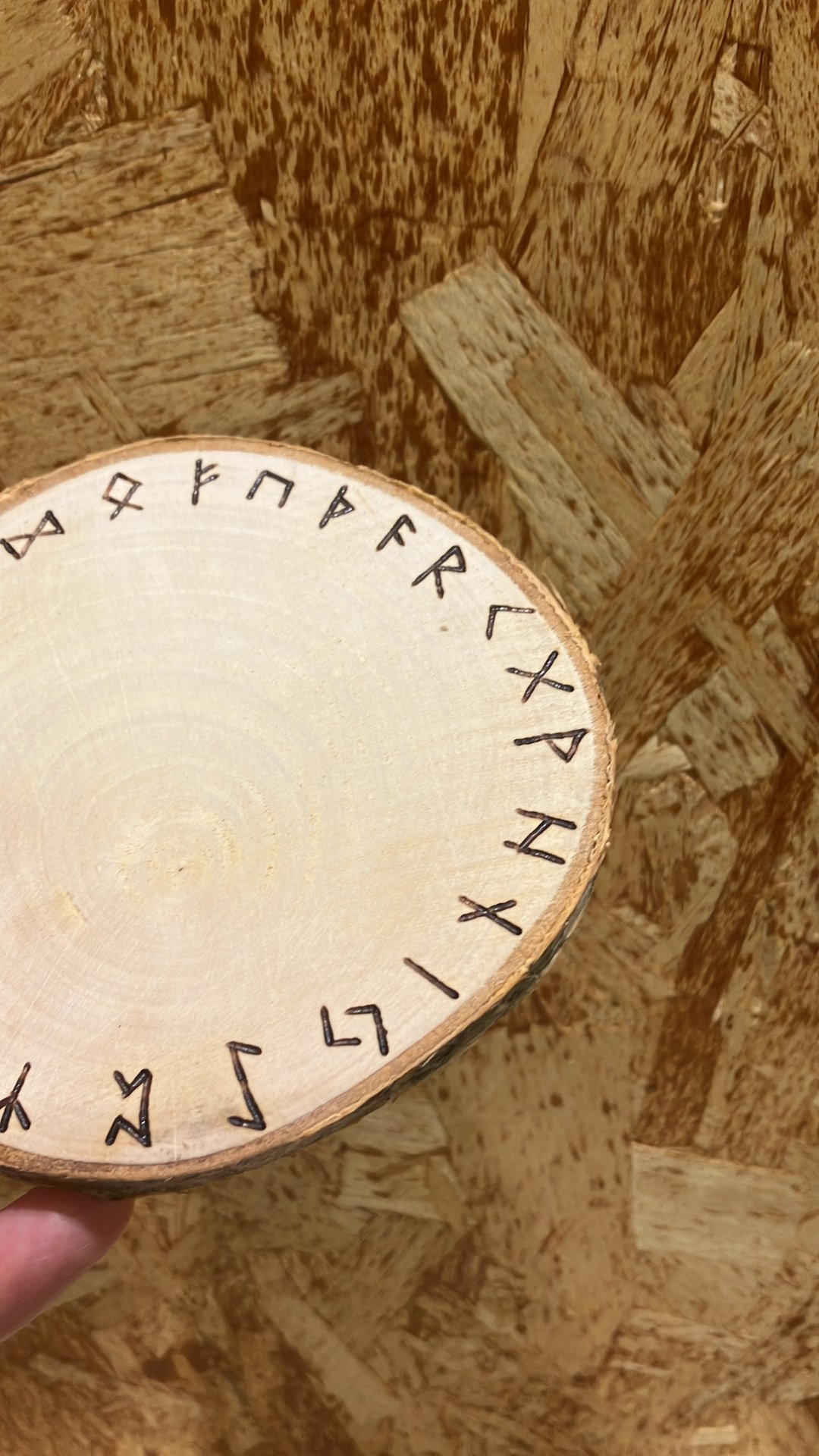 卢恩环 Rune Ring 能量调整桦树原木杯垫 水晶充电 微型占卜板 - 摆饰 - 木头 