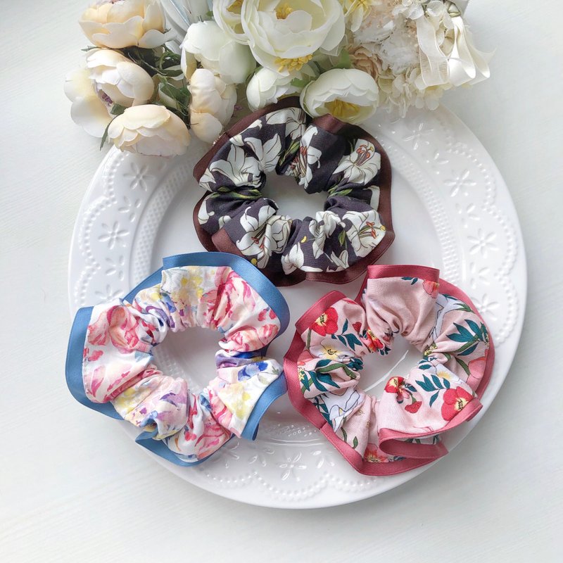 棉布拼接缎带大肠圈发圈发饰 - 发饰 - 棉．麻 多色