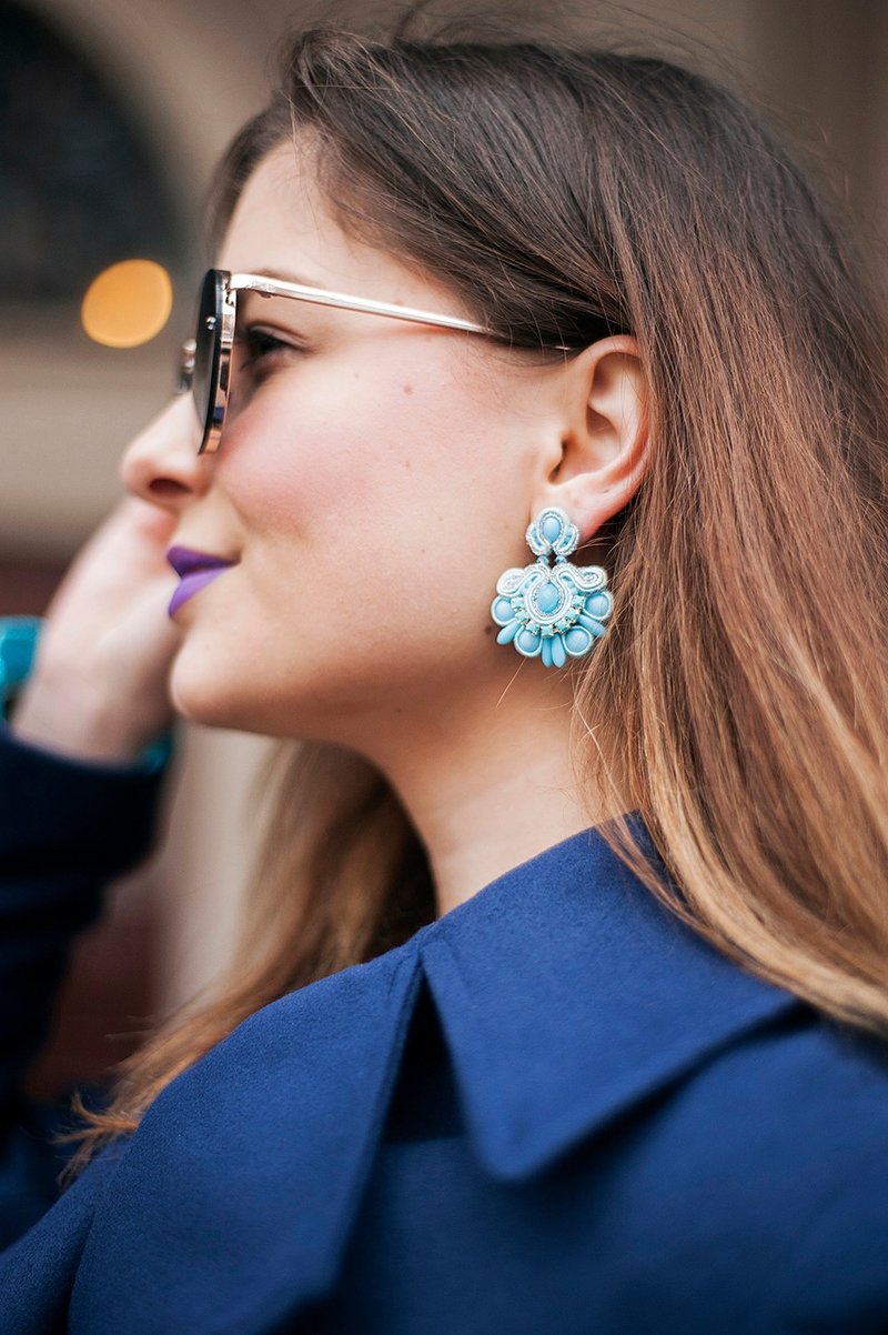 Earrings Summer earrings in blue colorChristmas Gift Wrapping - 耳环/耳夹 - 其他材质 蓝色