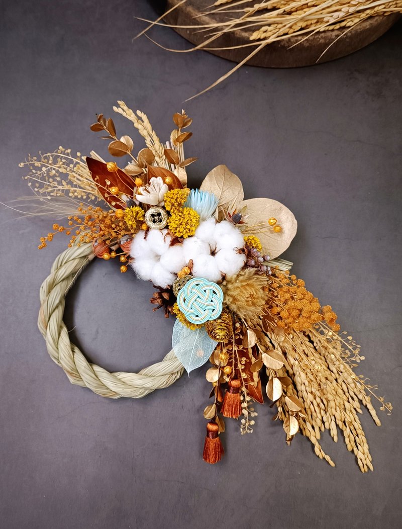 金黄色系祈福注连绳挂饰 棉花干燥花注连绳开幕志庆新居落成注连 - 干燥花/捧花 - 植物．花 