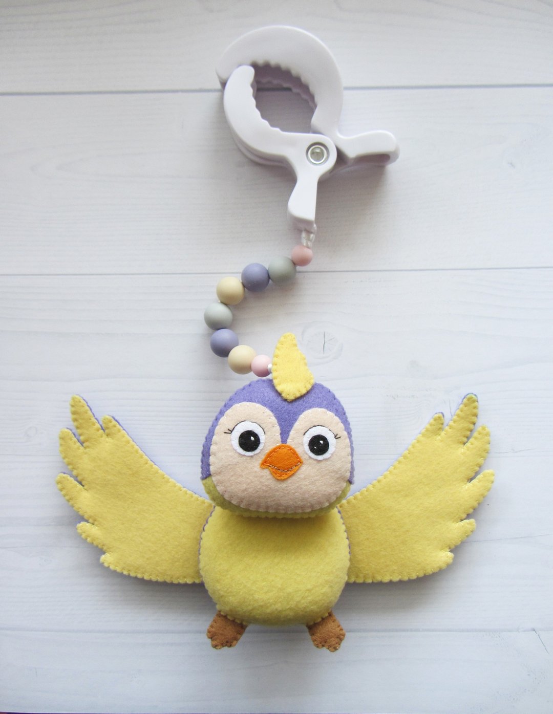 Violet parrot bird toy for baby carriage, for baby car seat, Newborn Present - 玩具/玩偶 - 聚酯纤维 紫色