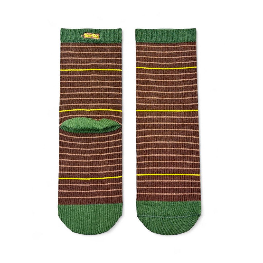 BestTag Stripe 细条纹 棕绿 22-28cm - 袜子 - 棉 绿色