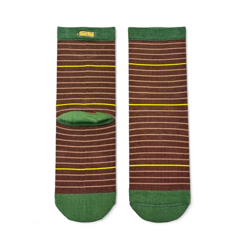 BestTag Stripe 细条纹 棕绿 22-28cm - 袜子 - 棉．麻 绿色