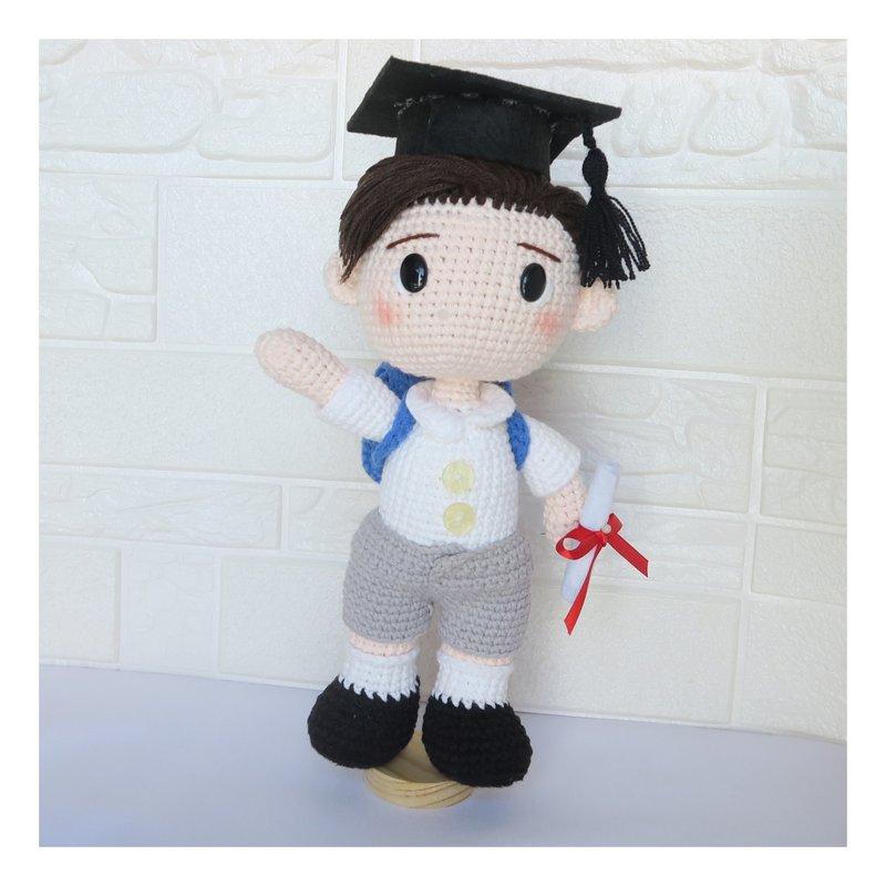 鈎织幼稚园/小学毕业公仔~订制 - 玩偶/公仔 - 棉．麻 白色