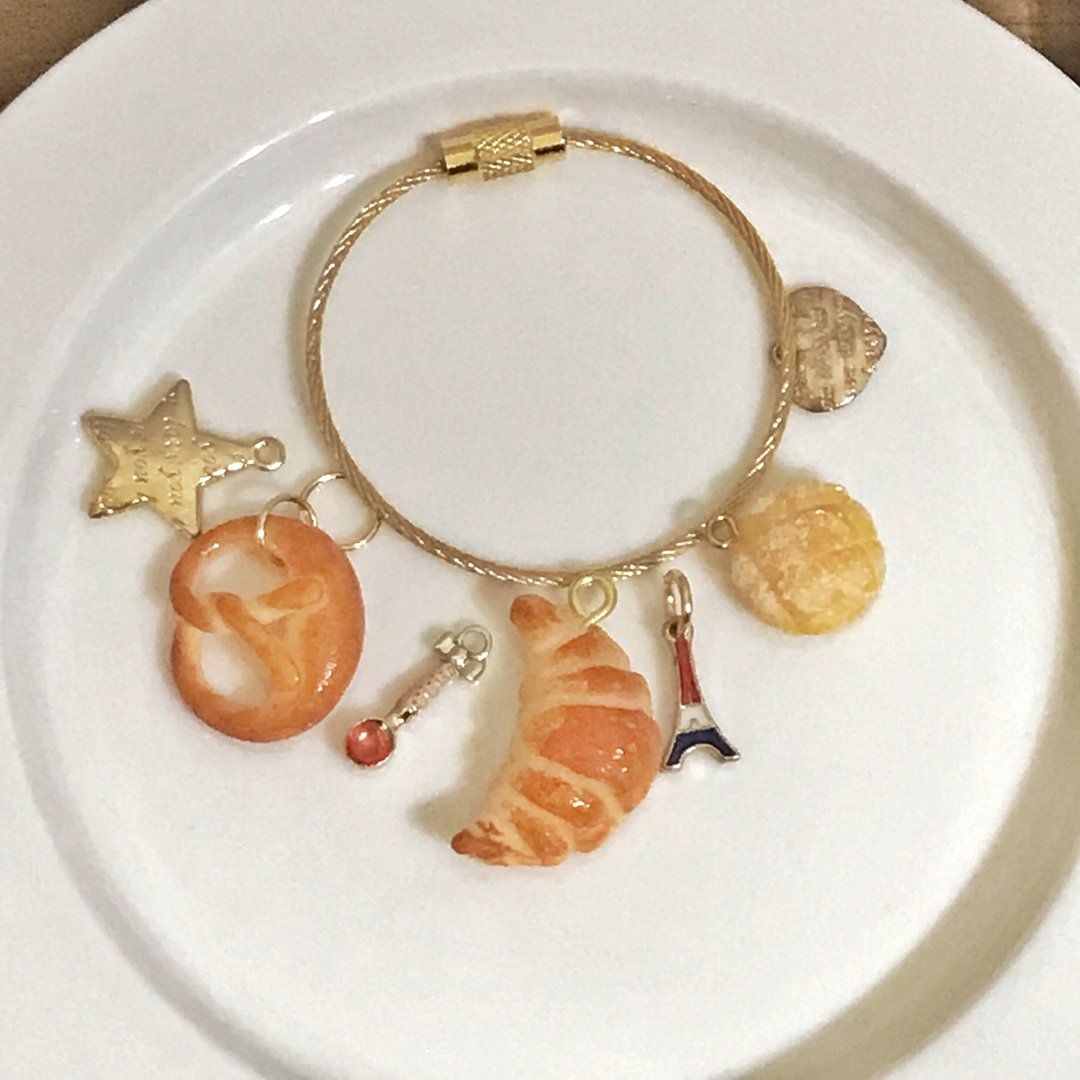 miniature bread  accessory - 耳环/耳夹 - 粘土 咖啡色