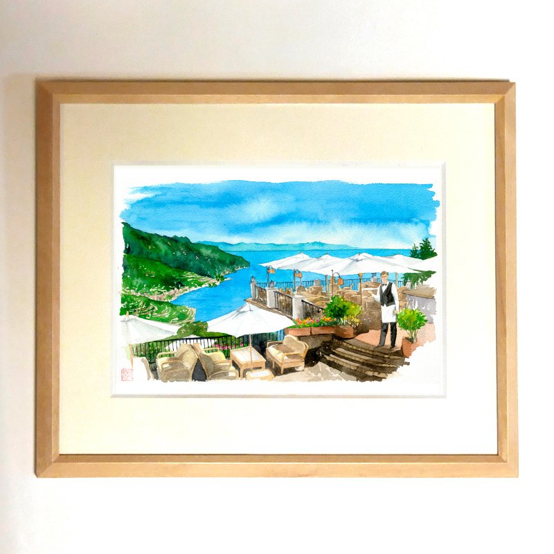 | Restaurant overlooking the sea | Watercolor/reproduction/framed goods - 海报/装饰画/版画 - 纸 