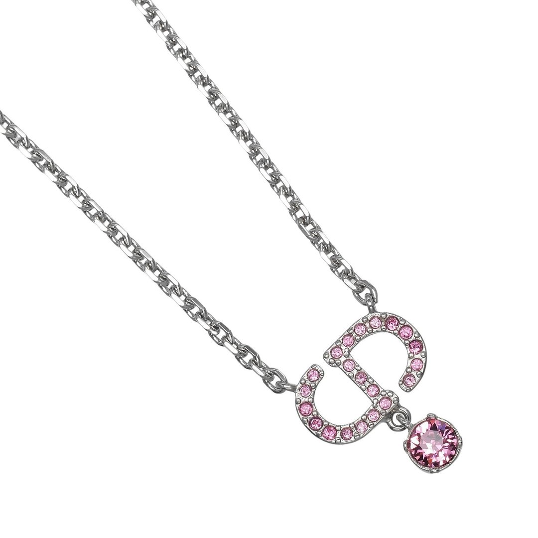 [日本直送] Christian Dior Petit CD 项链，水钻，金属，约 6.1g [二手] - 项链 - 羽绒 银色