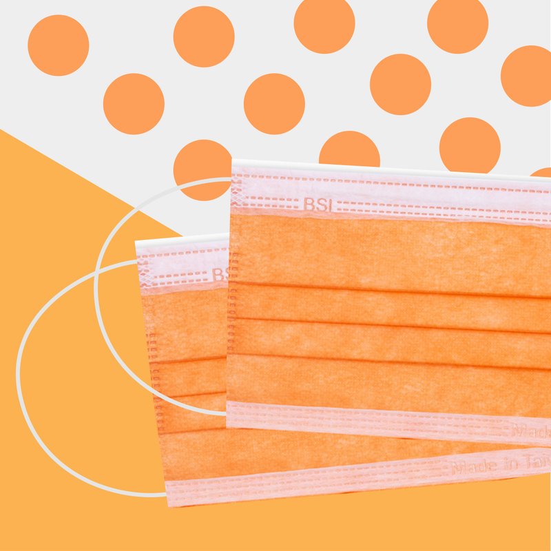 青春靓色-夕阳橙 / 成人50入 医疗口罩 - 口罩 - 其他材质 橘色