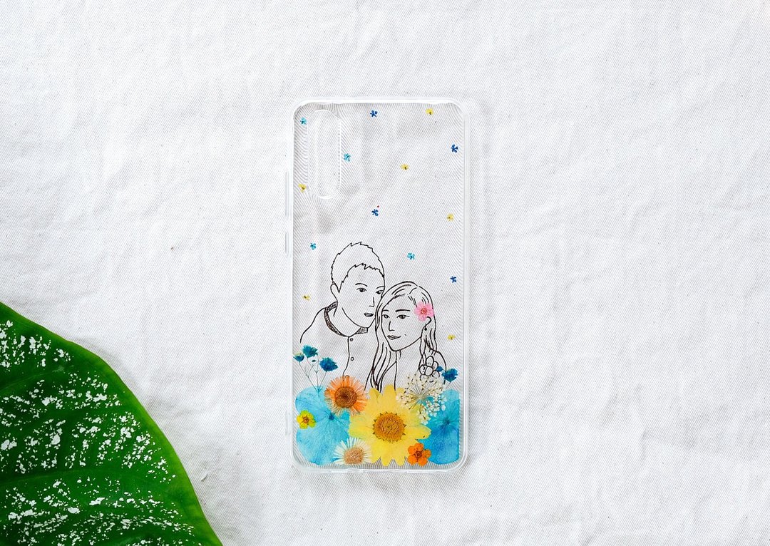 訂製 壓花 手繪 情侶 手機殼 Exclusive - Handpressed flowers couple phone cover (Valentine's) - 手机壳/手机套 - 植物．花 多色