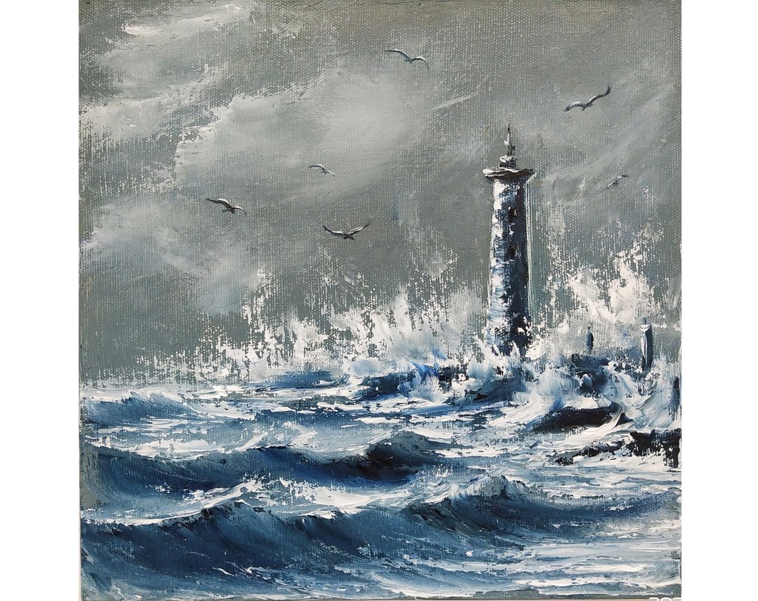 灯塔画原创艺术布面油画 - 海报/装饰画/版画 - 棉 灰色