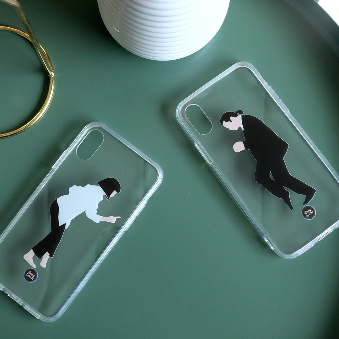 iPhone Clear Couple Case Cover 7 8 plus 10 11 Pro Max X ix S10 Note Pulp Fiction - 手机壳/手机套 - 塑料 透明