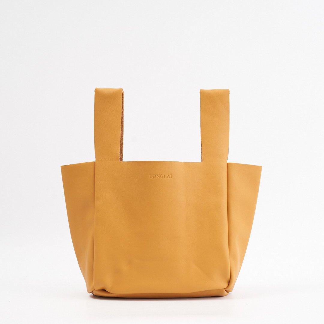 LONGLAI JEKYLL &amp; HYDE MEDIUM TOTE BAG - CUSTARD - 手提包/手提袋 - 真皮 黄色