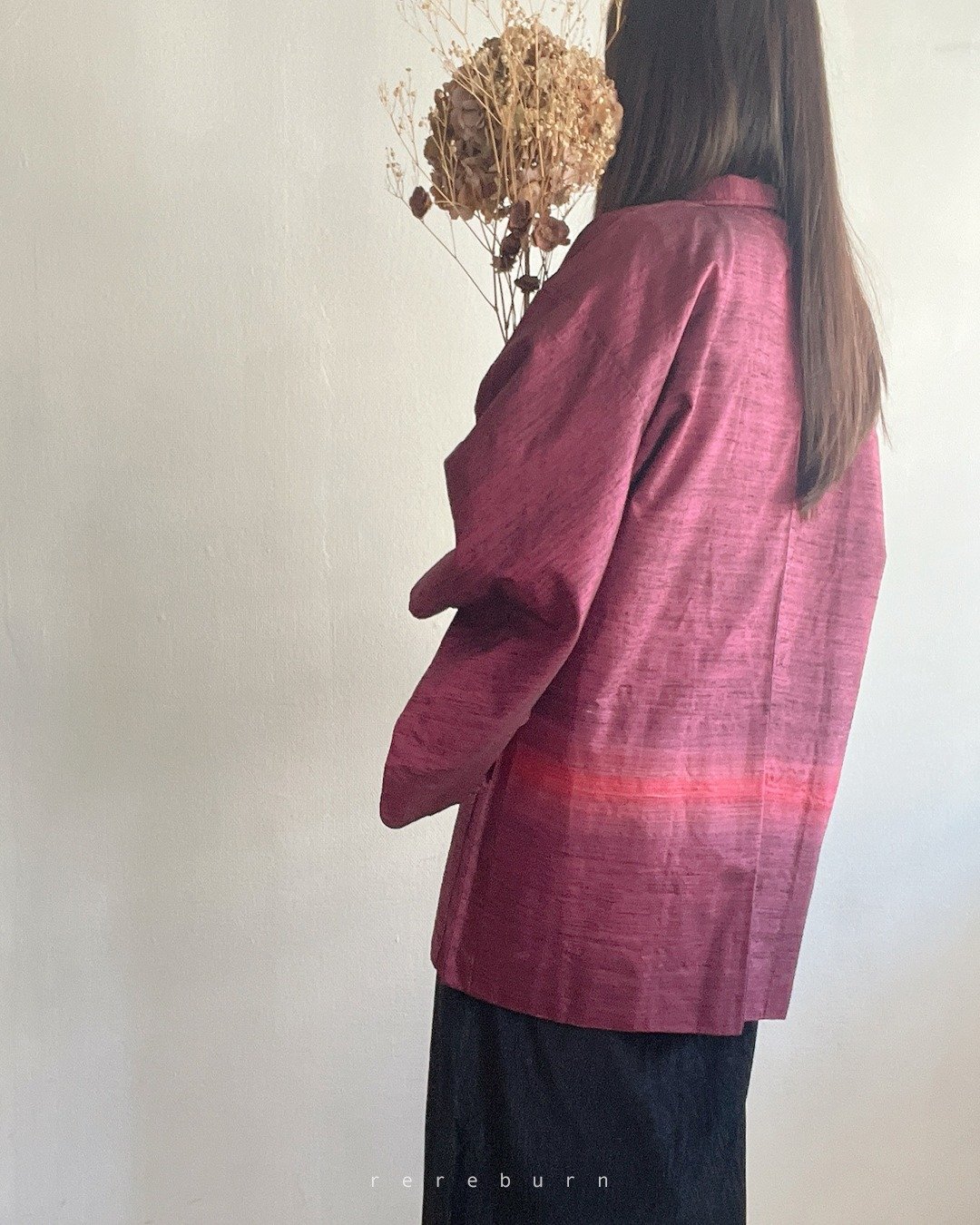 日本制和风渐层紫色古着羽织和服外套 - 女装休闲/机能外套 - 聚酯纤维 紫色