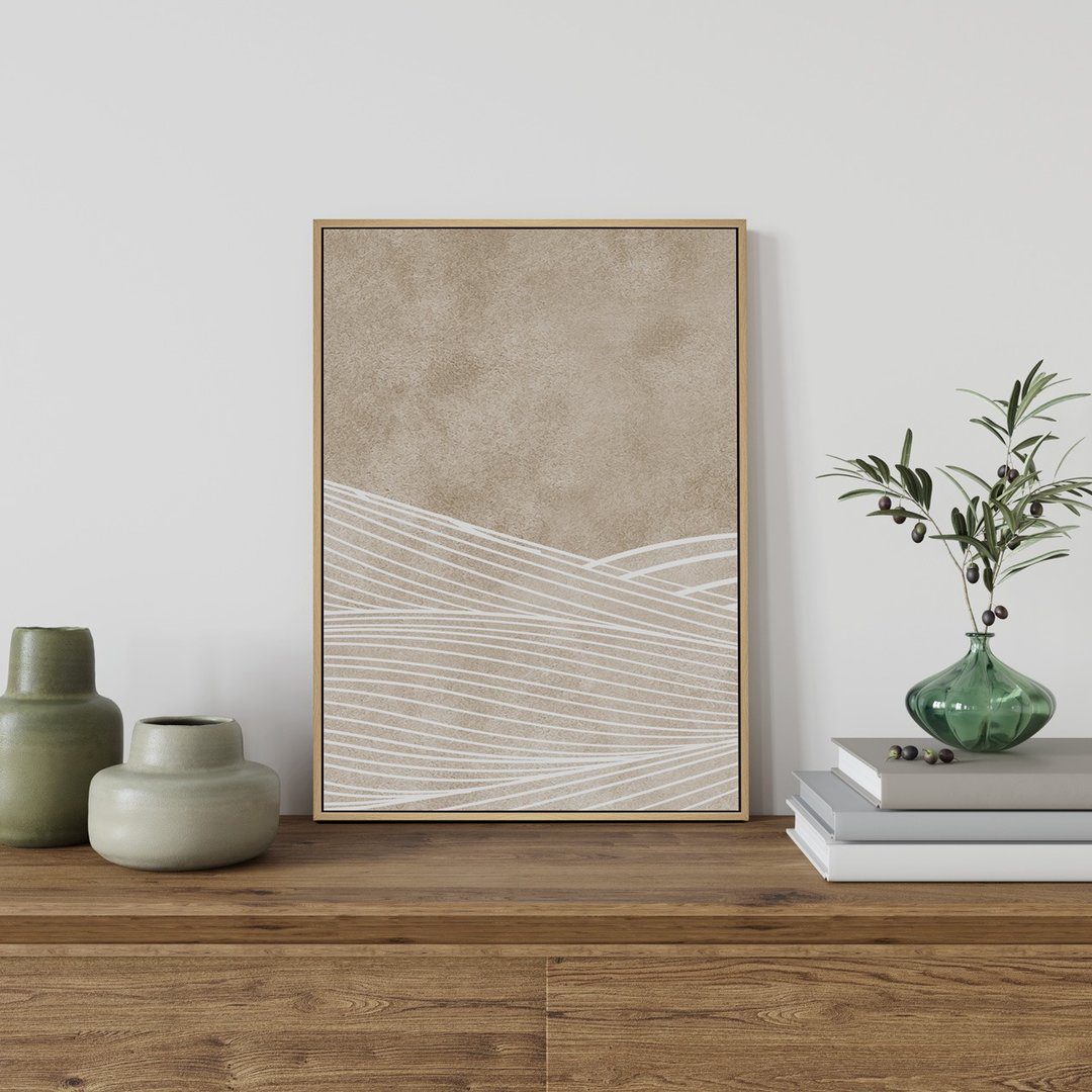 红日东升 III - 暖色系线条日式挂画/客厅挂画/居家布置 - 海报/装饰画/版画 - 棉 卡其色