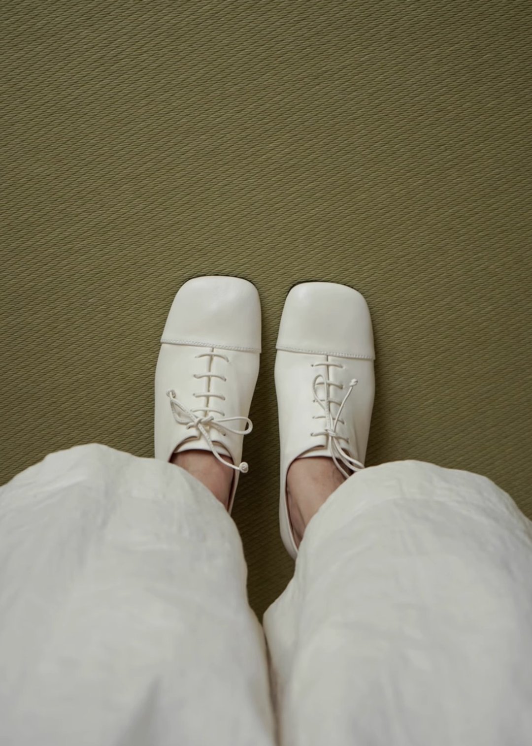 日本产小牛皮 解构式方头系带中跟鞋 白色 手工製 - 其他女款皮鞋 - 真皮 多色