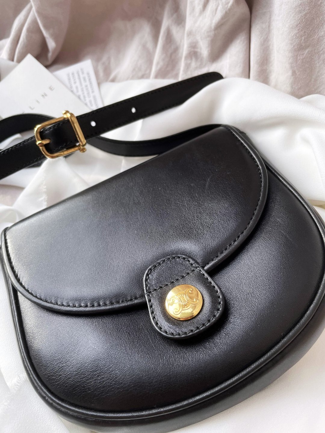 中古美品 CELINE 凯旋门马鞍包单肩包斜背包斜背包【秋冬新时尚】 - 侧背包/斜挎包 - 真皮 黑色