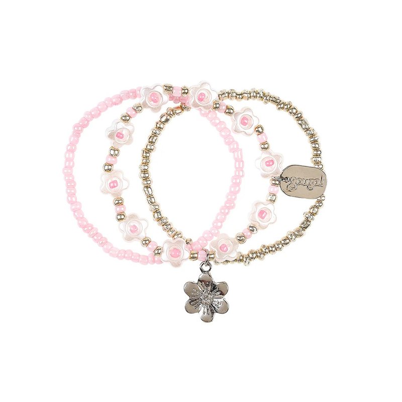 荷兰 Souza 苏丝粉珠花朵银珠手链 3 入组 - 手链/手环 - 聚酯纤维 粉红色