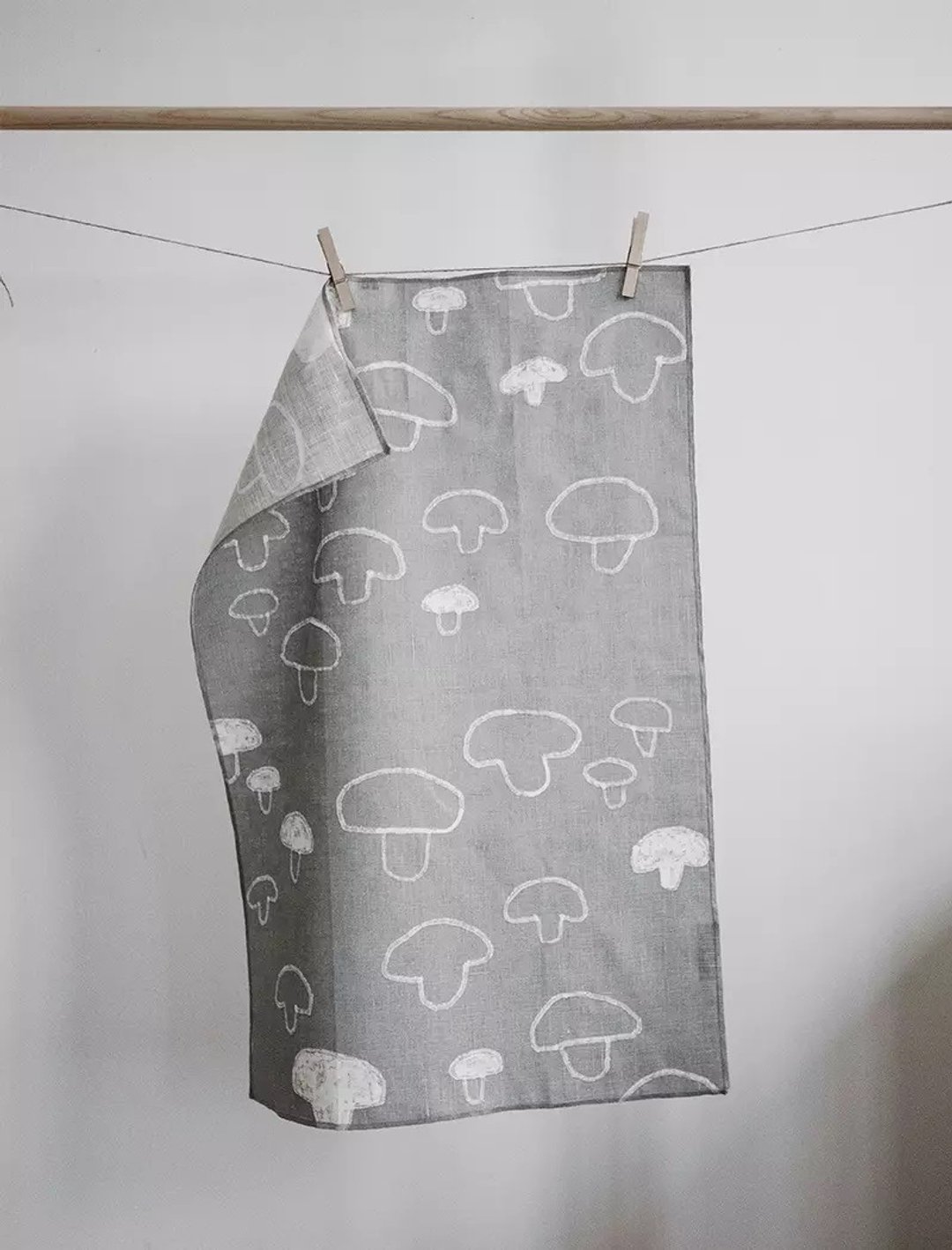 北欧设计款– 香菇/蘑菇茶巾茶布,灰色 MUSHROOM TEA TOWEL - 餐垫/桌巾 - 亚麻 灰色
