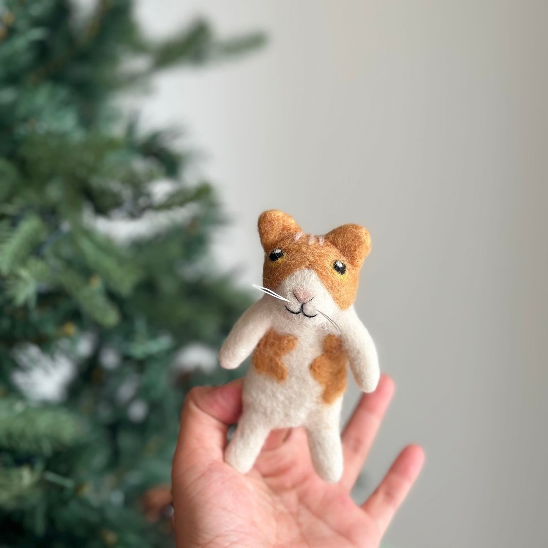 可爱动物手指偶 台湾花猫 / 橘猫 讲故事道具 羊毛毡指偶 - 玩具/玩偶 - 羊毛 