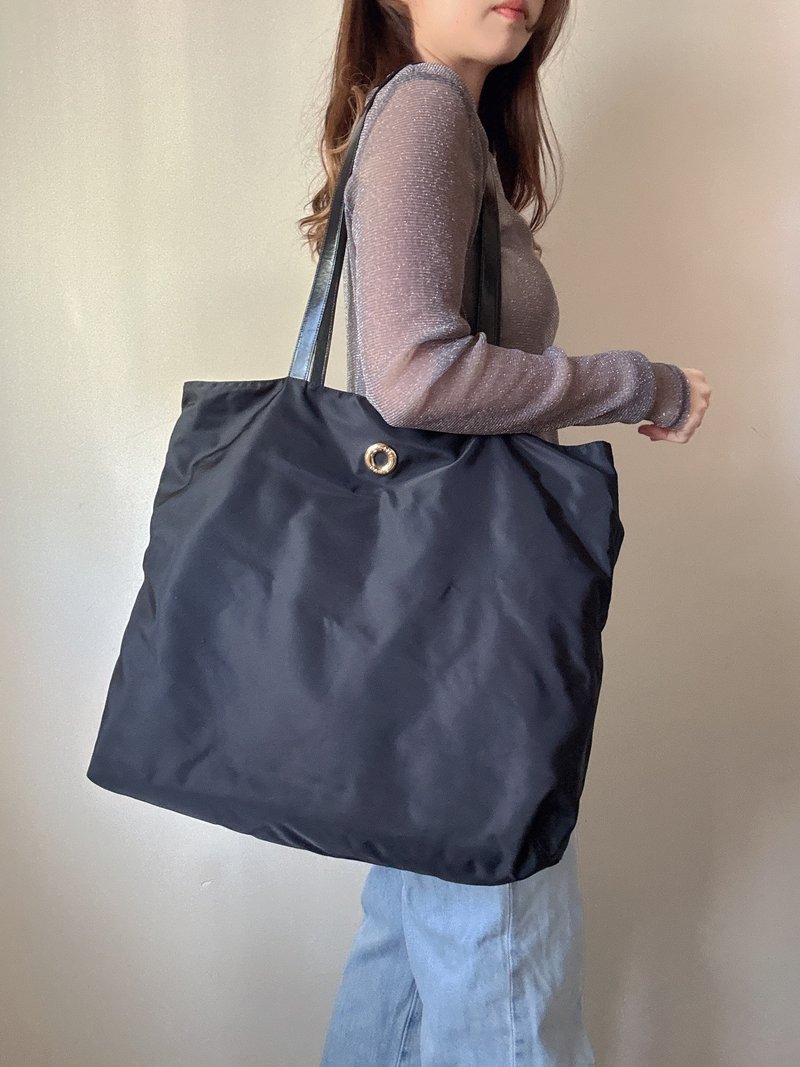 中古 Celine 圆环尼龙托特包 Tote 防水 轻便旅行包 公文包 - 侧背包/斜挎包 - 尼龙 黑色
