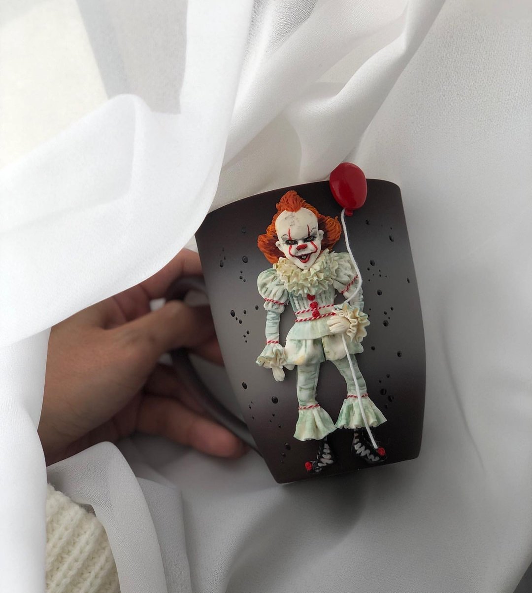 Hiker handmade mug, portrait mug, joker mug, custom cup - 花瓶/陶器 - 玻璃 白色
