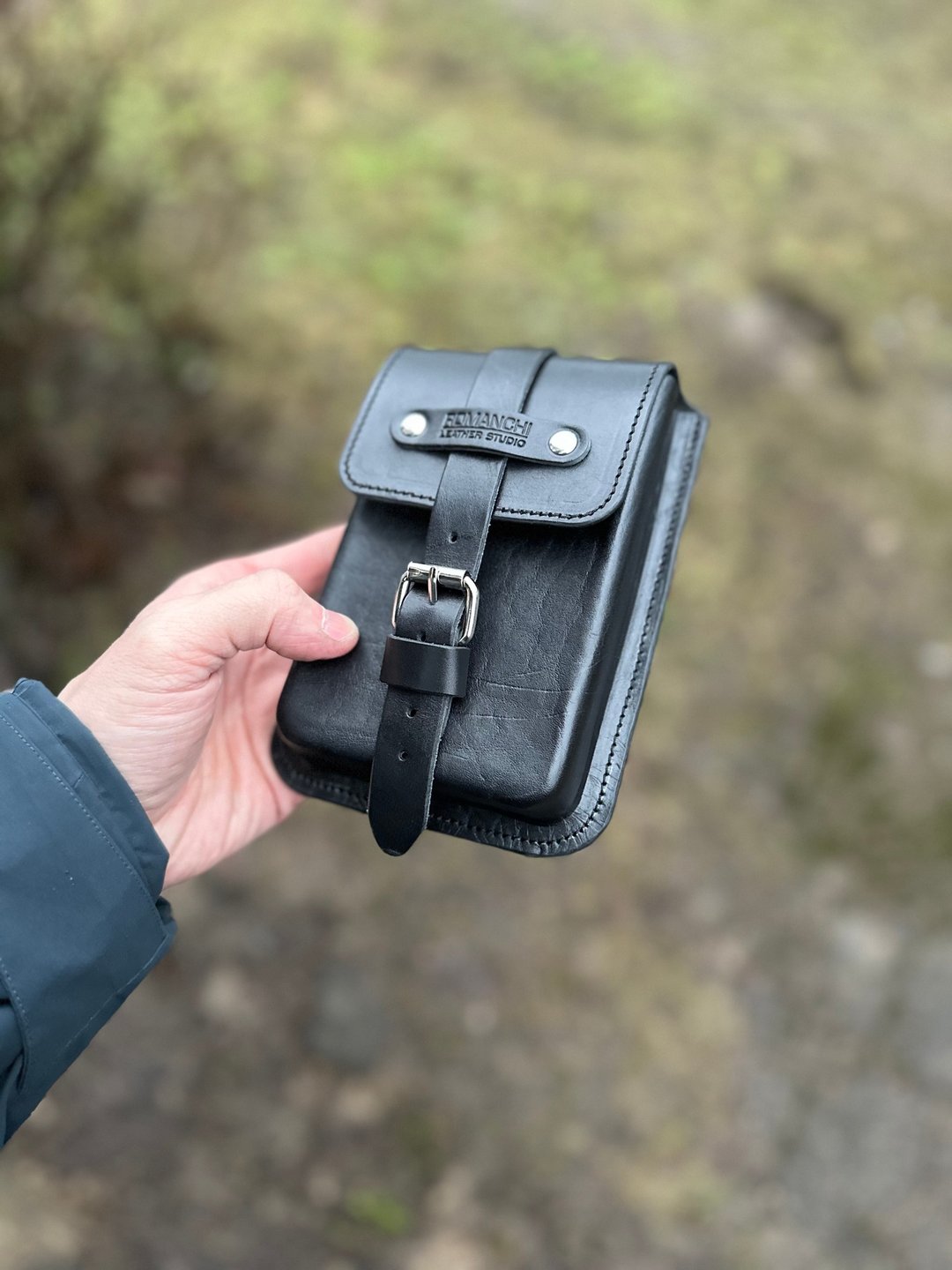 Leather belt bag, belt pouch, leather belt case for cell phone, EDC holder - 侧背包/斜挎包 - 真皮 