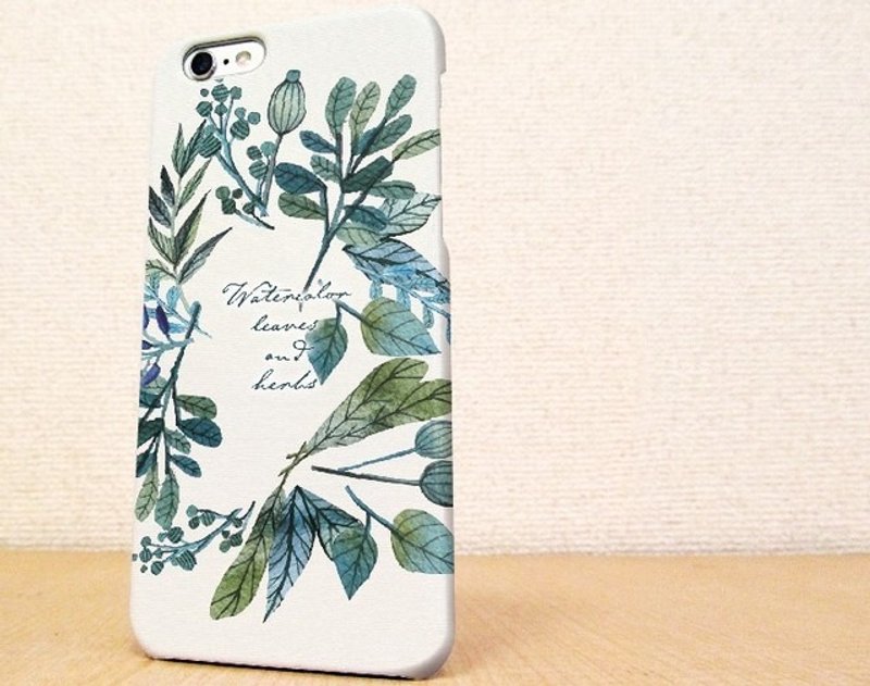 (Free shipping) iPhone case GALAXY case ☆ Flowers and herbs drawn in watercolor Smartphone case - 手机壳/手机套 - 塑料 绿色