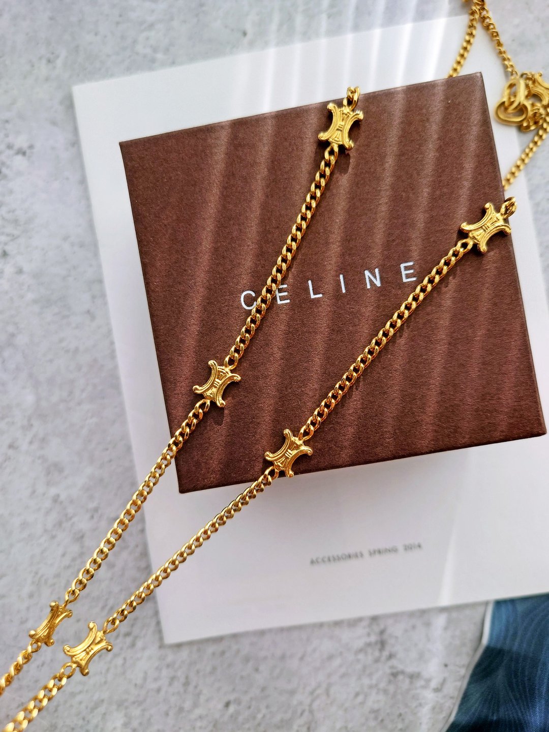 中古真品 CELINE 凯旋门金链 长颈链项链 手链腰链包包挂件挂饰 - 项链 - 其他金属 金色