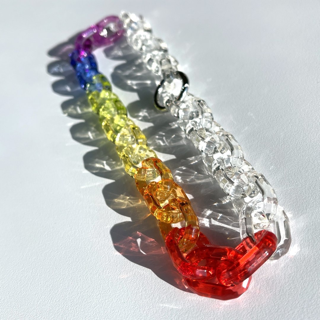 六色彩虹链条CHOKER - 透明亚加力 - 项链 - 塑料 多色