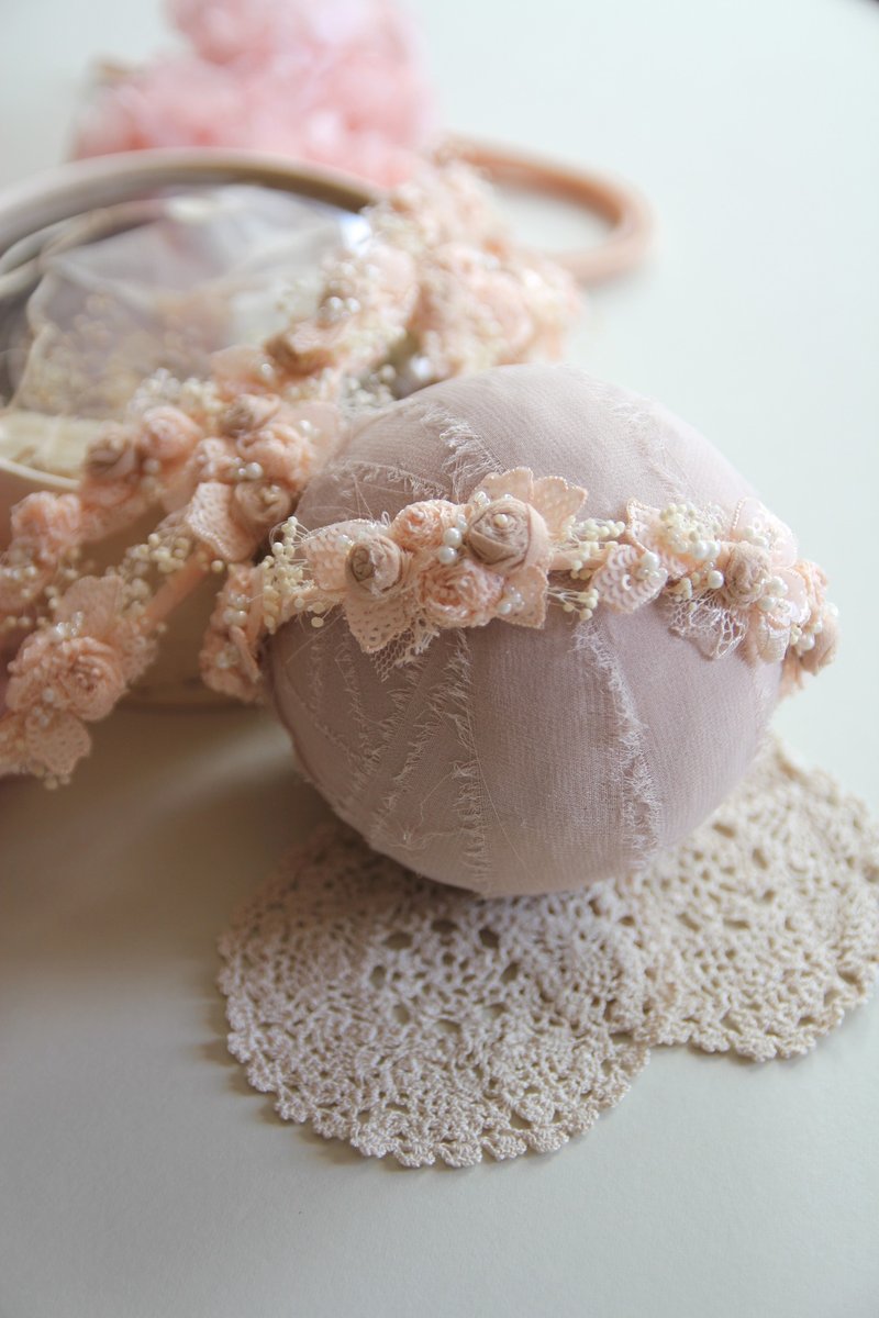 婴儿头带 宝宝头带 婴儿头饰 头饰 弥月礼物 弥月头饰 百日宴头饰 - 婴儿帽/发带 - 棉．麻 粉红色