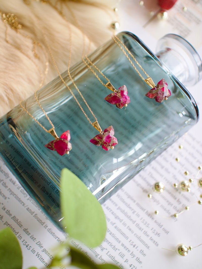 蝴蝶项链 - 项链 - 半宝石 红色