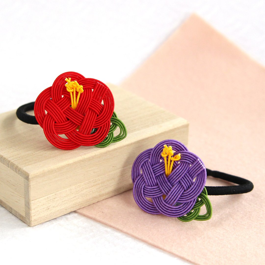 japanese style pierce hair accessory / mizuhiki / japan - 发饰 - 丝．绢 红色