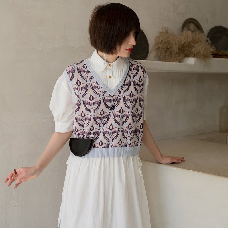 彩色马卡龙提花马甲|马甲|春款|棉|Sora-453 - 女装背心 - 棉．麻 