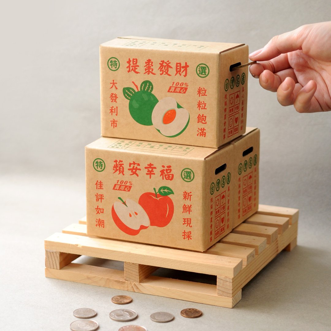 圣诞节礼物【DOUBLE Q】好礼箱送礼物盒/存钱筒-三入/组 | 全 - 储蓄罐 - 纸 卡其色