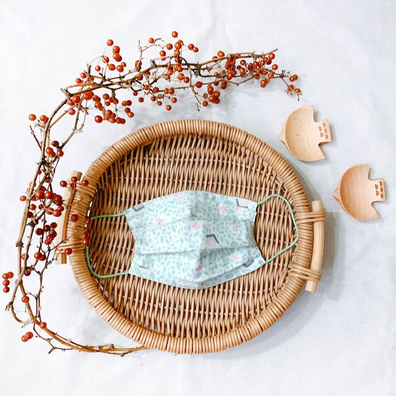 |非医疗级|　小清新有机棉抗菌四重纱　手作口罩(国内限定) - 口罩 - 棉．麻 绿色