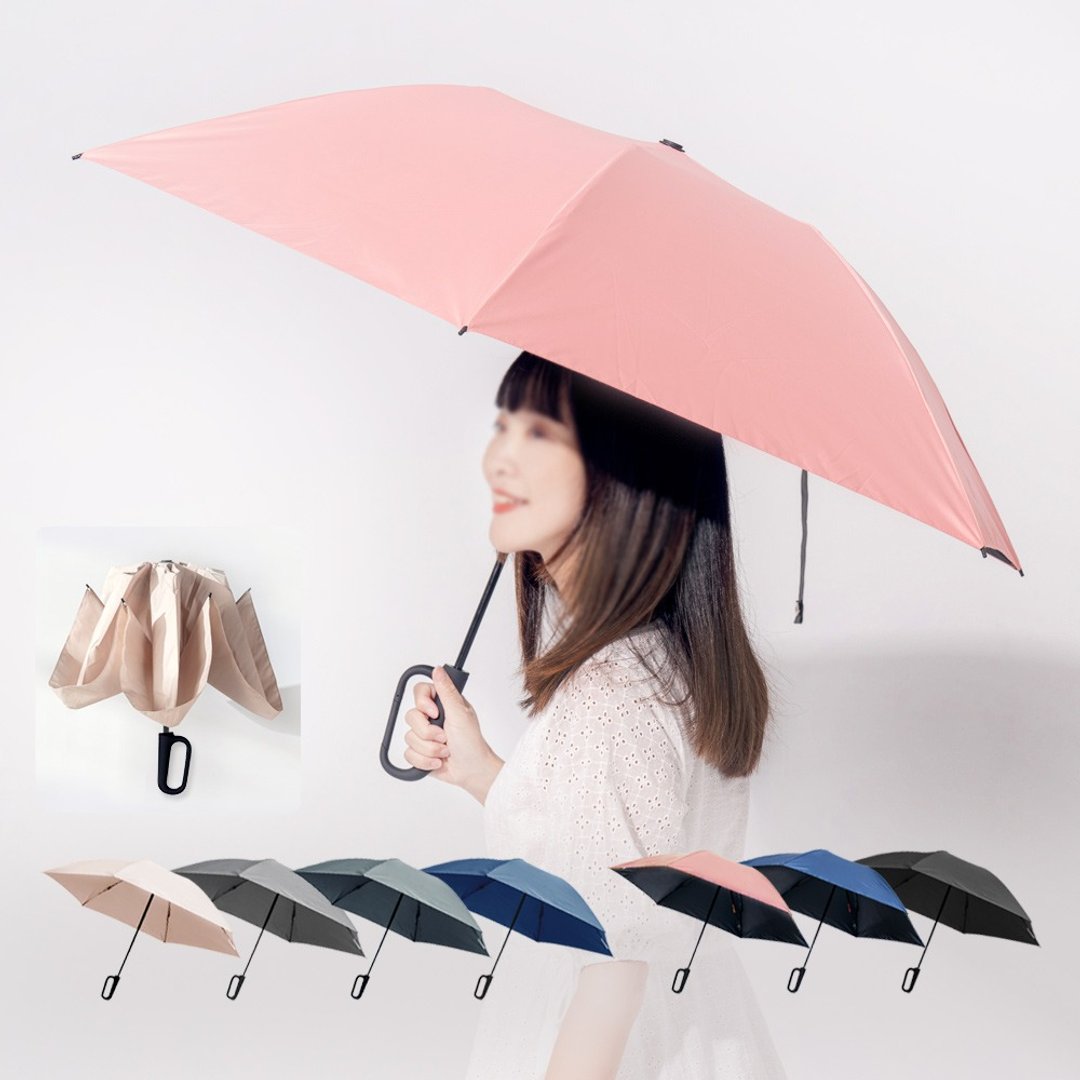 好伞王 轻量 6 骨专利环扣反向伞 包包环扣伞 反向雨伞 自动伞 防晒 - 雨伞/雨衣 - 聚酯纤维 蓝色