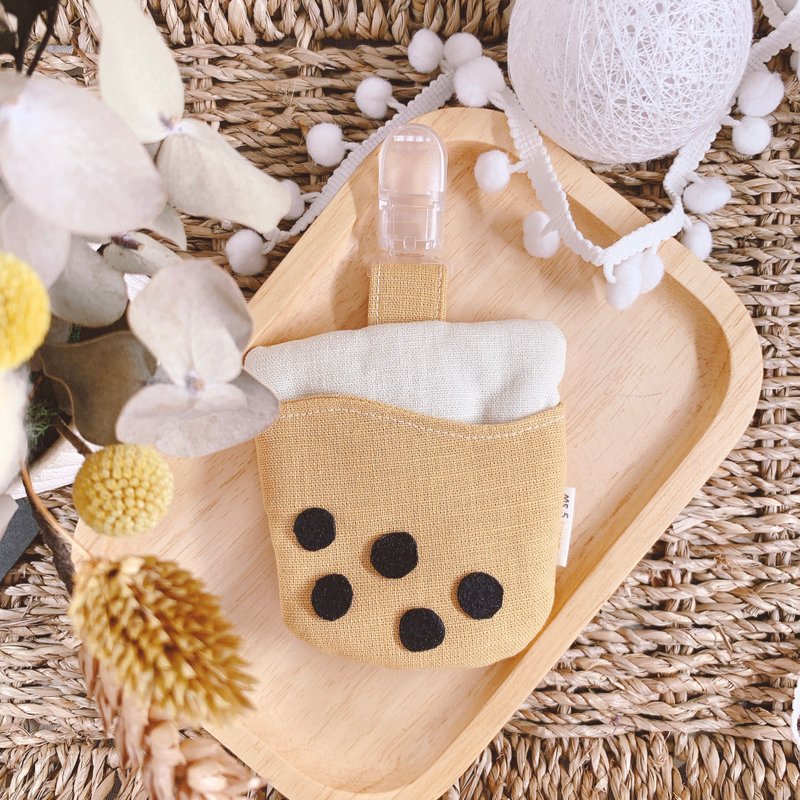 珍珠奶茶-造型平安符袋 / 钥匙圈 - 平安符/符袋 - 棉．麻 卡其色