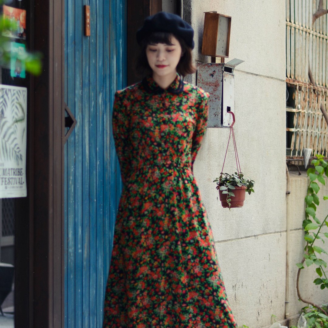 星星点花 |  古着长袖洋服 - 洋装/连衣裙 - 其他材质 多色