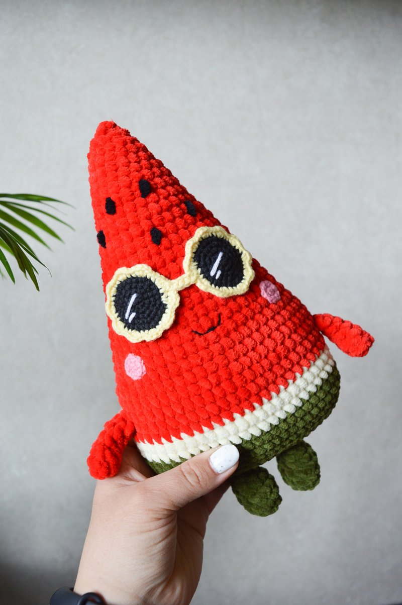 Slice watermelon plush toy, bright toy for the baby, amigurumi doll - 玩具/玩偶 - 环保材料 红色