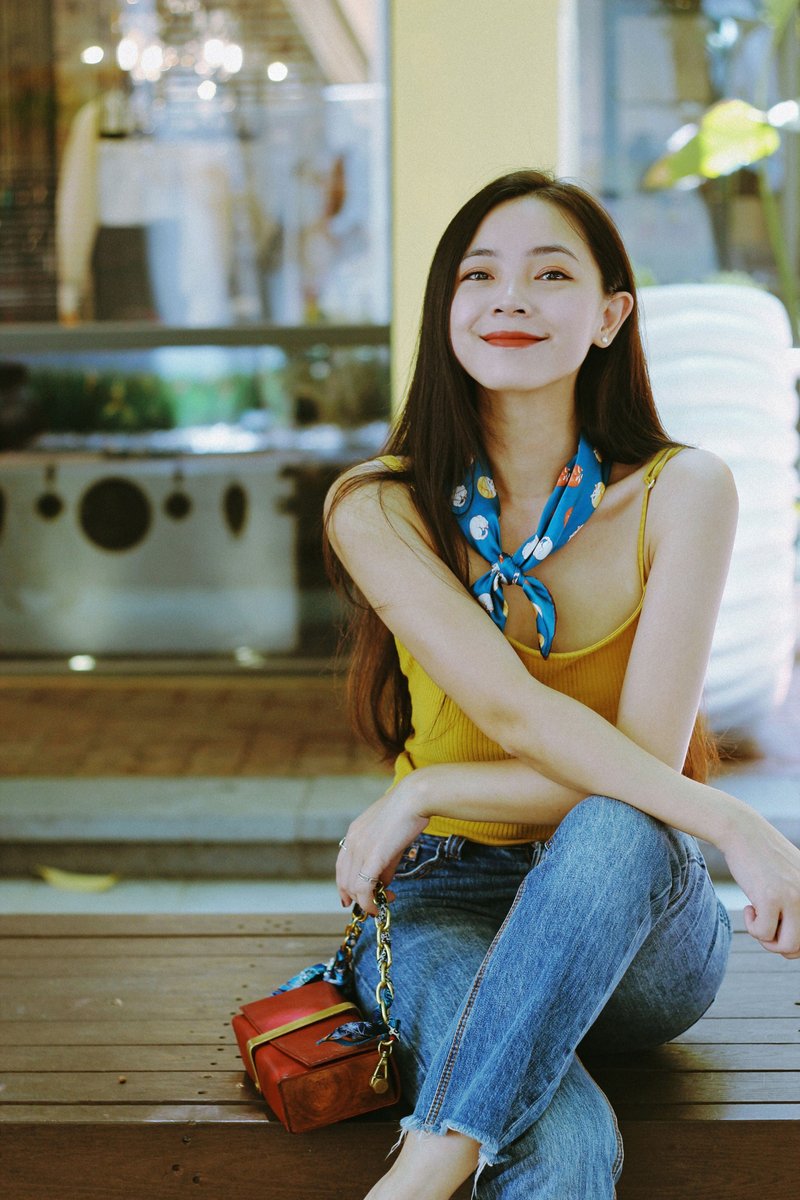 原创设计真丝长方巾之波点猫咪 - 丝巾 - 丝．绢 蓝色