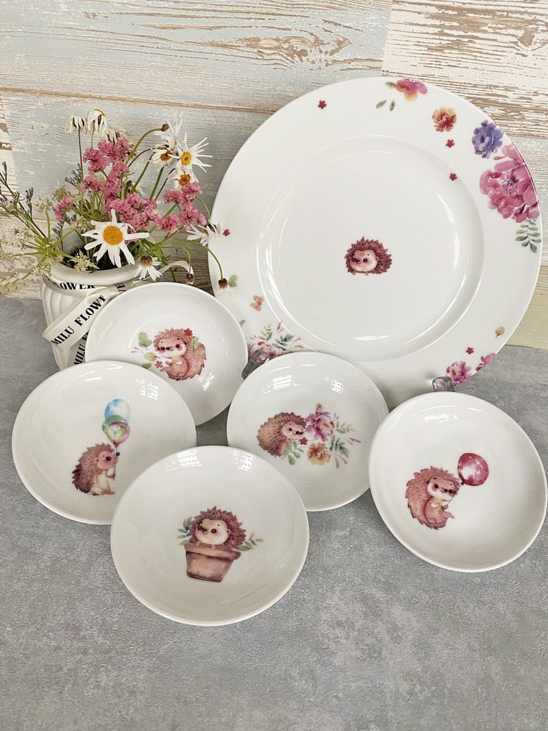 刺猬花园骨瓷盘5入组(附手提礼盒) 生日送礼 交换 - 盘子/餐盘/盘架 - 瓷 多色