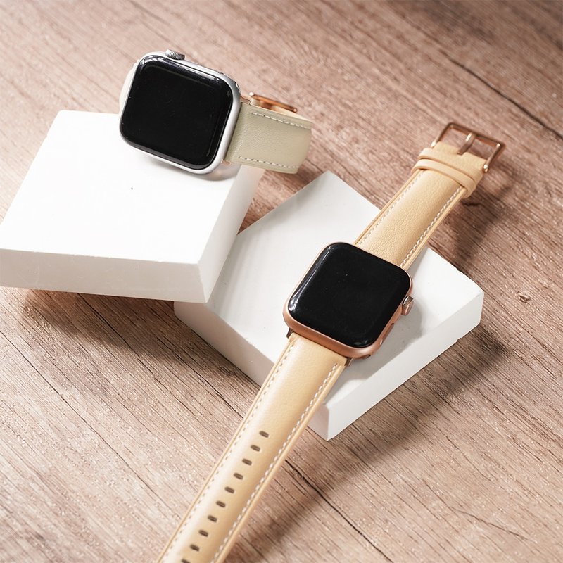 Apple watch - 【轻柔感色系】同色车线真皮苹果表带 - 其他 - 真皮 卡其色