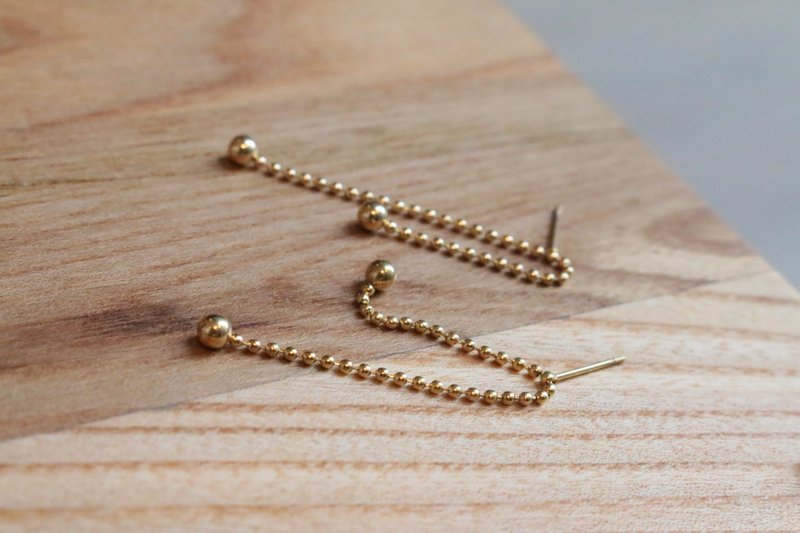 岁末7折  快速出货 耳环 不对称 珠珠链 - 简单一点 - - 耳环/耳夹 - 铜/黄铜 金色