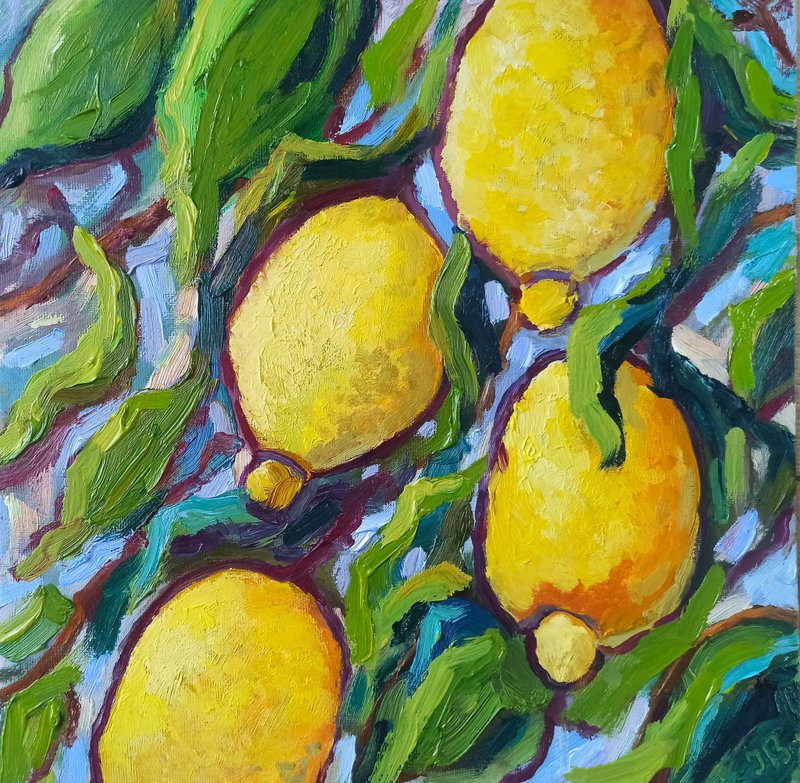 柠檬油画水果原创艺术画布板 30x30cm 柑橘墙面艺术 - 海报/装饰画/版画 - 其他材质 