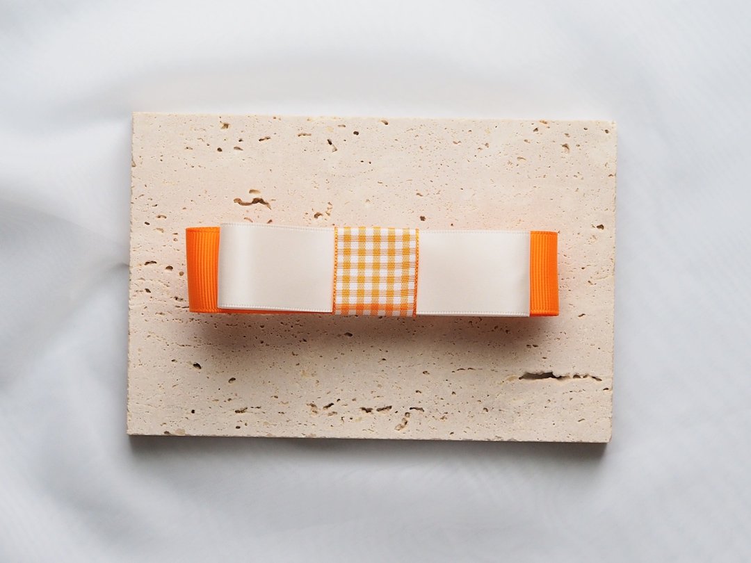Ribbon barrette - 发饰 - 尼龙 橘色