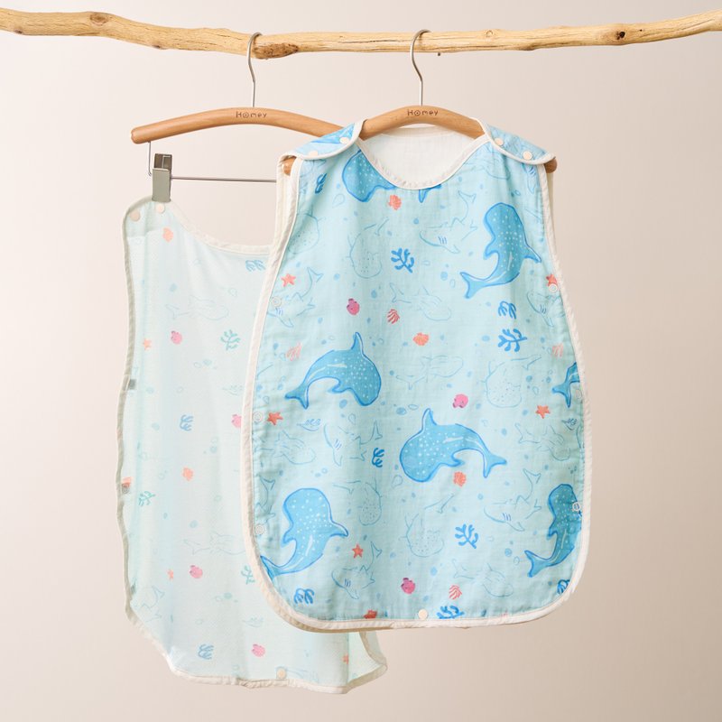 有机棉鲸鲨双层纱防踢背心・可拆换透气后背片_HomeyOrgani - 包屁衣/连体衣 - 环保材料 