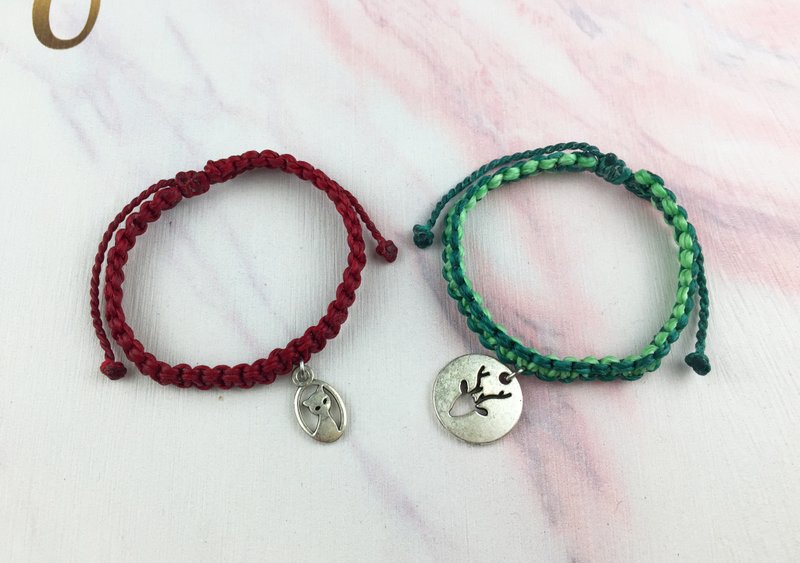 【平淡幸福。小动物】粗款 蚕丝蜡线 编织手环 - 手链/手环 - 其他材质 多色