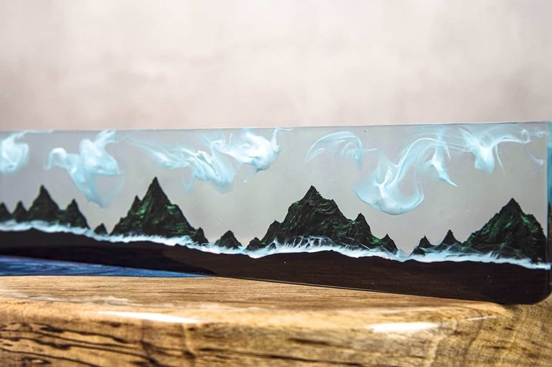 风雪、手工树脂键盘腕托、人体工学护腕垫、独特桌上小物、办公 - 电脑配件 - 树脂 白色