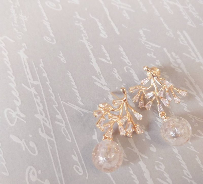 扬 * 粉色 手工金沙琉璃 香氛 精油 耳环  轻珠宝 - 耳环/耳夹 - 琉璃 粉红色