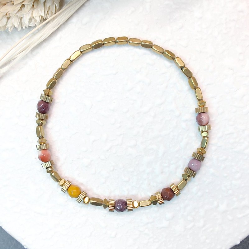 VIIART。小型星七号。莫哥石黄铜手环 - 手链/手环 - 宝石 黄色